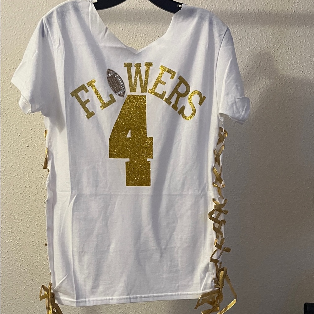 Gildan White Tee with Gold Accents